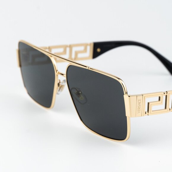 Versace Women Sunglasses Gold Grey Rectangle VE2290 100287 NEW AUTHENTIC - Picture 6 of 11